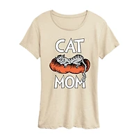 Cat Mom Womens Crew Neck Short Sleeve Classic Fit Dr. Seuss Graphic T-Shirt
