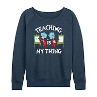 Teaching Is My Thing Womens Boat Neck Long Sleeve Classic Fit Dr. Seuss Graphic T-Shirt