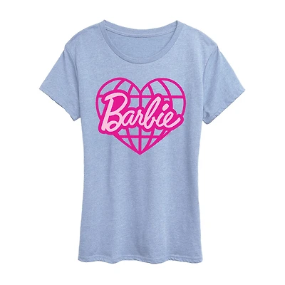 February Heart Globe Womens Crew Neck Short Sleeve Classic Fit Barbie Graphic T-Shirt