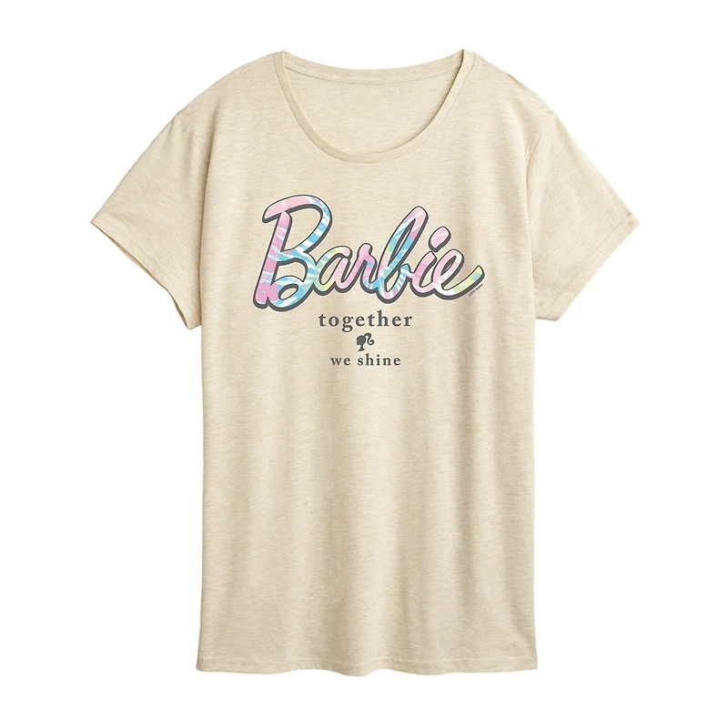 Tie Dye Womens Crew Neck Short Sleeve Classic Fit Barbie Graphic T-Shirt