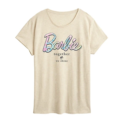 Tie Dye Womens Crew Neck Short Sleeve Classic Fit Barbie Graphic T-Shirt