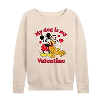 My Dog Is Valentine Womens Boat Neck Long Sleeve Classic Fit Mickey and Friends Graphic T-Shirt