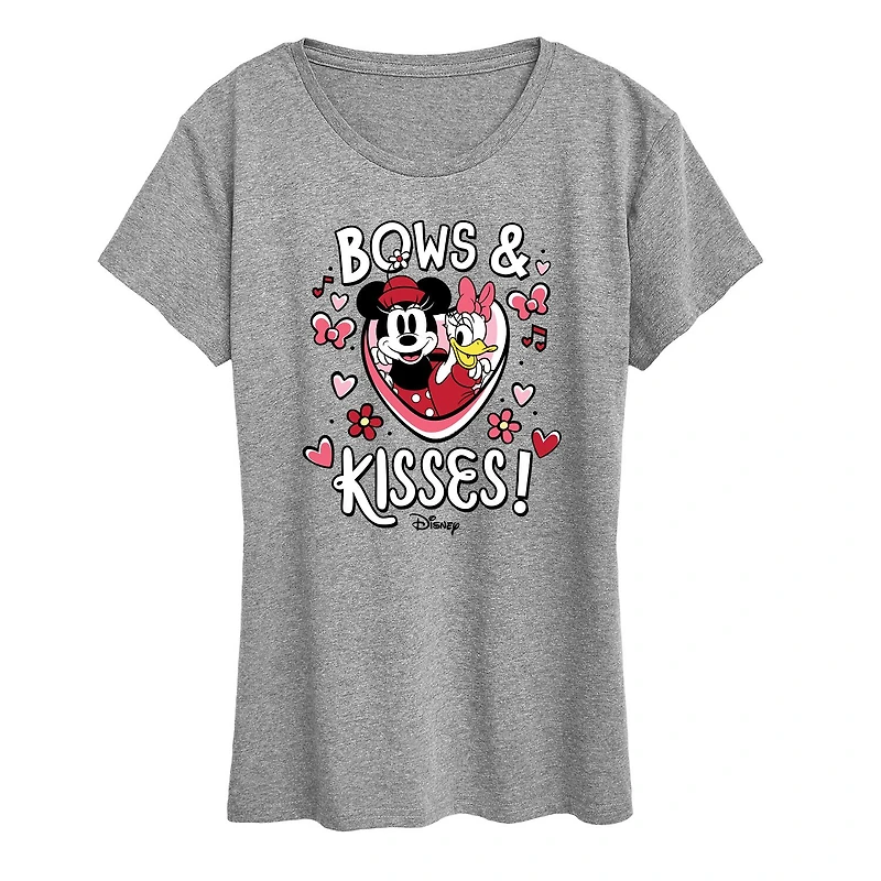 Bows And Kisses Womens Crew Neck Short Sleeve Classic Fit Minnie Mouse Graphic T-Shirt