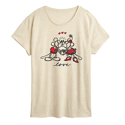 Minnie Love Sketch Womens Crew Neck Short Sleeve Classic Fit Mickey and Friends Graphic T-Shirt