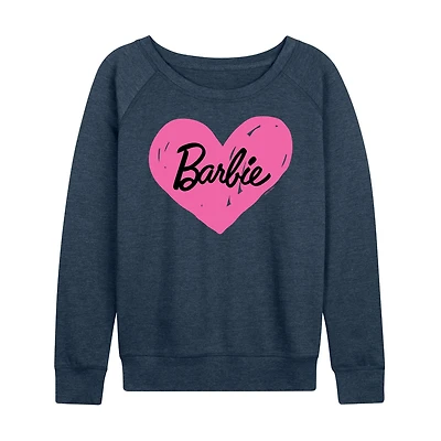 Barbie Hand Painted Heart Logowomens Womens Boat Neck Long Sleeve Classic Fit Graphic T-Shirt