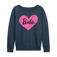 Barbie Hand Painted Heart Logowomens Womens Boat Neck Long Sleeve Classic Fit Graphic T-Shirt