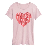 Valentines Vibes Womens Scoop Neck Short Sleeve Classic Fit Graphic T-Shirt