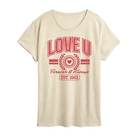 Love U Womens Crew Neck Short Sleeve Classic Fit Graphic T-Shirt