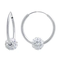 Silver Treasures Womens Red Crystal Sterling Silver 16mm Hoop Earrings