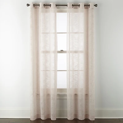 Regal Home Marley Textured Slub Grommet Top Sheer Set of 2 Curtain Panel