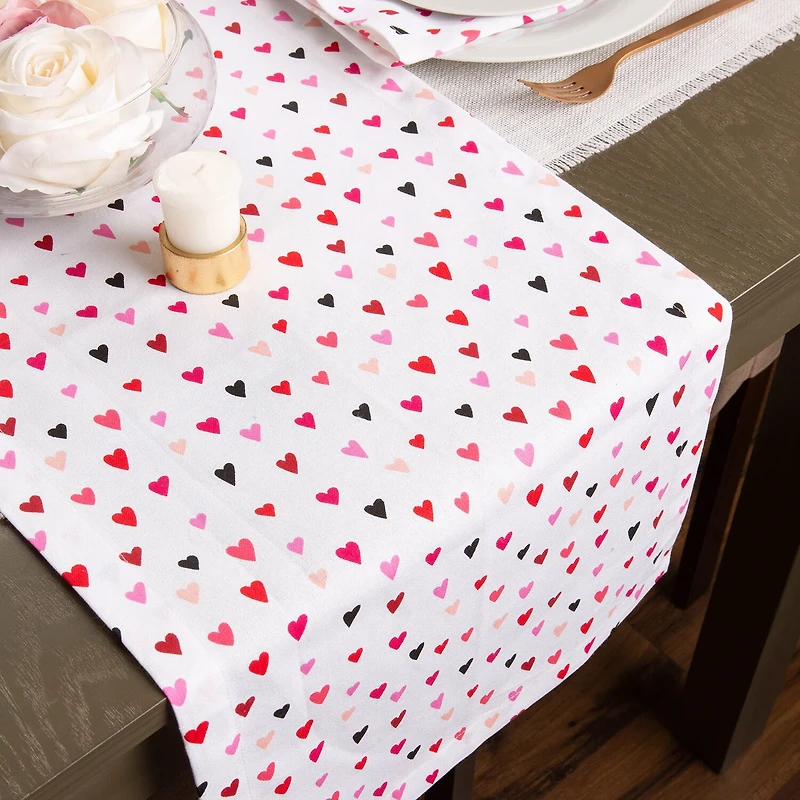 Design Imports Confetti Hearts Print Table Runner