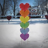 National Tree Co. 63" Stacked Rainbow Fabric HeartsTabletop Decor