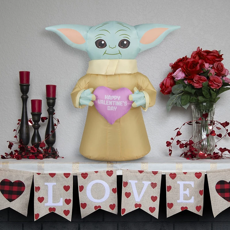 National Tree Co. 20" Baby Yoda Star Wars Valentines Day Inflatable