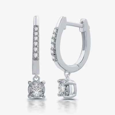Ever Star (H-I / Si1-I1) Womens 1/2 CT. T.W. Lab Grown White Diamond 10K Gold 21mm Round Hoop Earrings