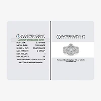 (I / I1) Womens 2 CT. T.W. Lab Grown White Diamond 10K Gold Pear Side Stone Halo Engagement Ring