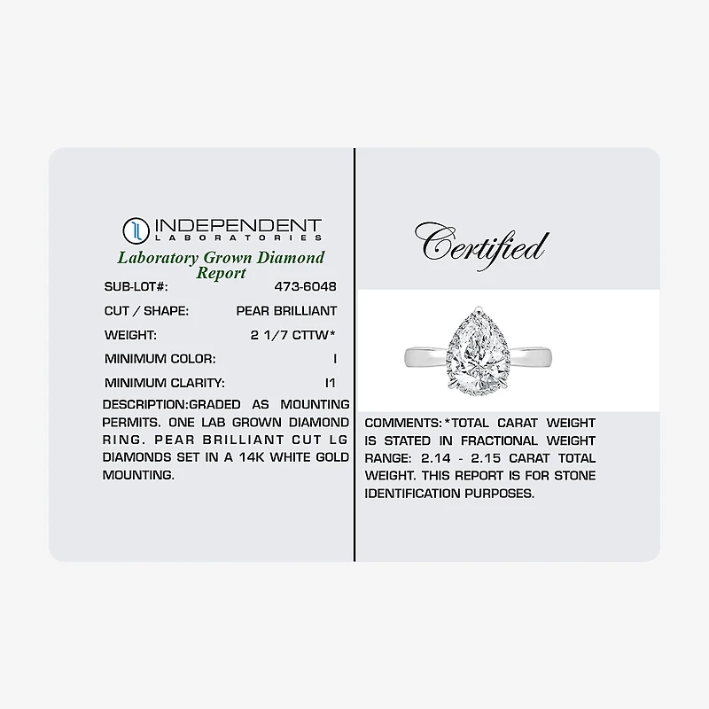 (I / I1) Womens 2 1/7 Ct. T.W. Lab Grown White Diamond 14K Gold Pear Halo Engagement Ring