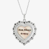 Womens Pink Mother Of Pearl Sterling Silver Cameo Heart 18 Inch Pendant Necklace