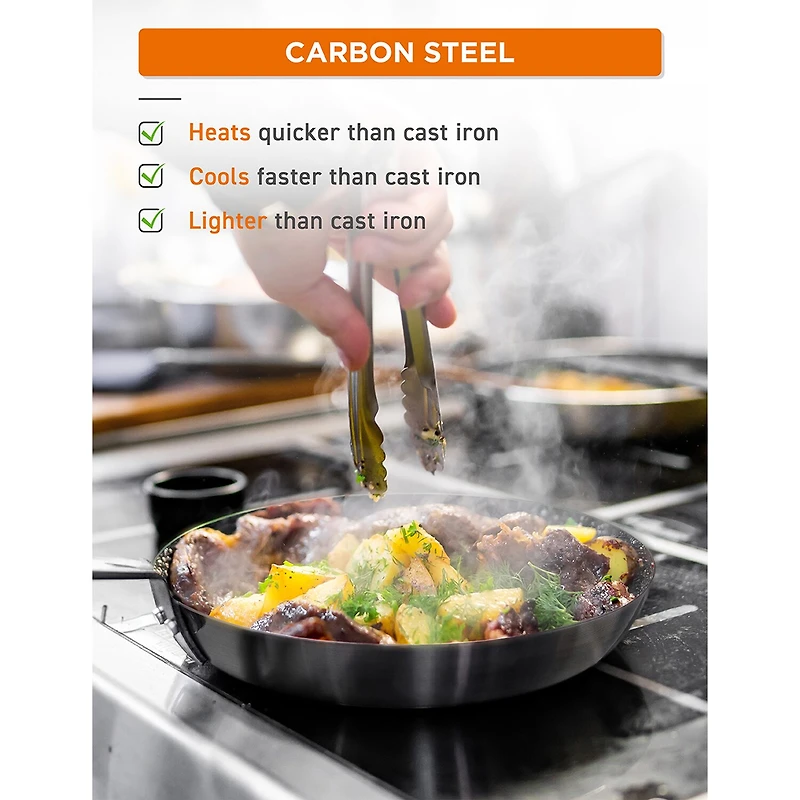 Commercial Chef Carbon 12 Inch Non-Stick Steel Skillet