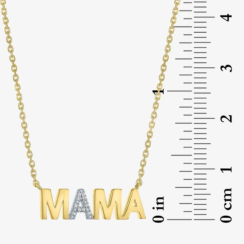 "Mama" (G-H / I1-I2) Womens Diamond Accent Lab Grown White Diamond 10K Gold 18 Inch Pendant Necklace