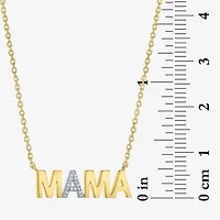 "Mama" (G-H / I1-I2) Womens Diamond Accent Lab Grown White Diamond 10K Gold 18 Inch Pendant Necklace