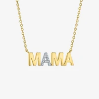 "Mama" (G-H / I1-I2) Womens Diamond Accent Lab Grown White Diamond 10K Gold 18 Inch Pendant Necklace