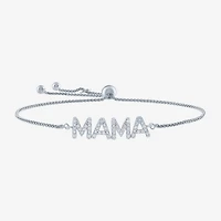 "Mama" (G-H / I1-I2) Womens 1/10 CT. T.W. Lab Grown White Diamond Sterling Silver Bolo Bracelet