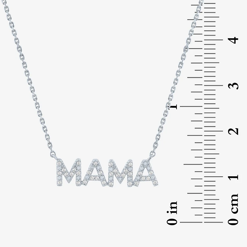 "Mama" (G-H / I1-I2) Womens 1/10 CT. T.W. Lab Grown White Diamond Sterling Silver 16 Inch Pendant Necklace