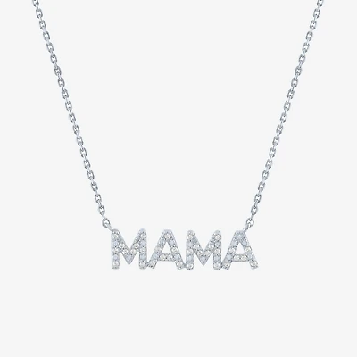 "Mama" (G-H / I1-I2) Womens 1/10 CT. T.W. Lab Grown White Diamond Sterling Silver 16 Inch Pendant Necklace