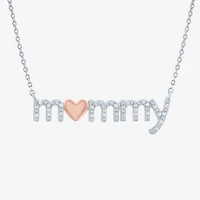 "Mommy" (G-H / I1-I2) Womens 1/10 CT. T.W. Lab Grown White Diamond 14K Rose Gold Over Silver Sterling Silver Heart 18 Inch Pendant Necklace