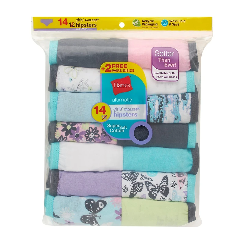 Hanes Bonus Pack Little & Big Kid Girls 14 Hipster Panty Guh14b