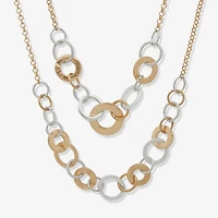 a.n.a Two Tone Hammered Womens 16 Inch Collar Necklace