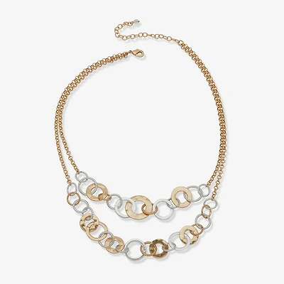 a.n.a Two Tone Hammered Womens 16 Inch Collar Necklace