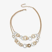 a.n.a Two Tone Hammered Womens 16 Inch Collar Necklace