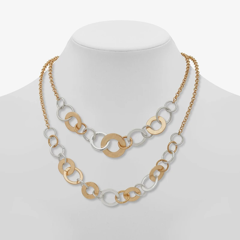a.n.a Two Tone Hammered Womens 16 Inch Collar Necklace