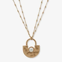 a.n.a Two Tone Hammered Womens 32 Inch Pendant Necklace