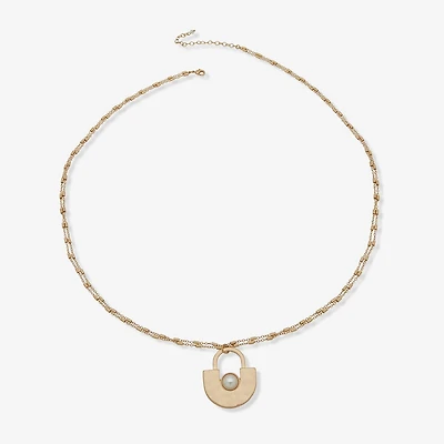 a.n.a Two Tone Hammered Womens 32 Inch Pendant Necklace