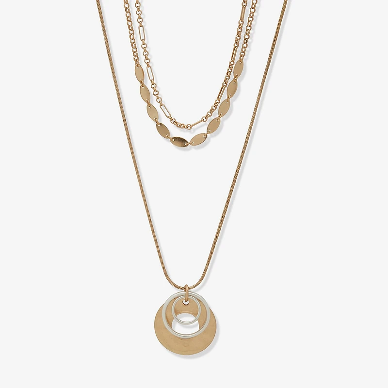 a.n.a Hammered Womens 16 Inch Strand Necklace
