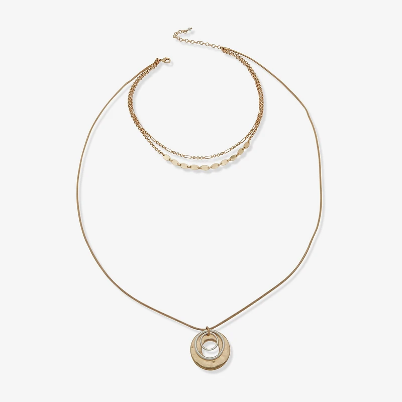 a.n.a Hammered Womens 16 Inch Strand Necklace