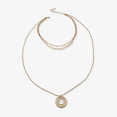 a.n.a Hammered Womens 16 Inch Strand Necklace