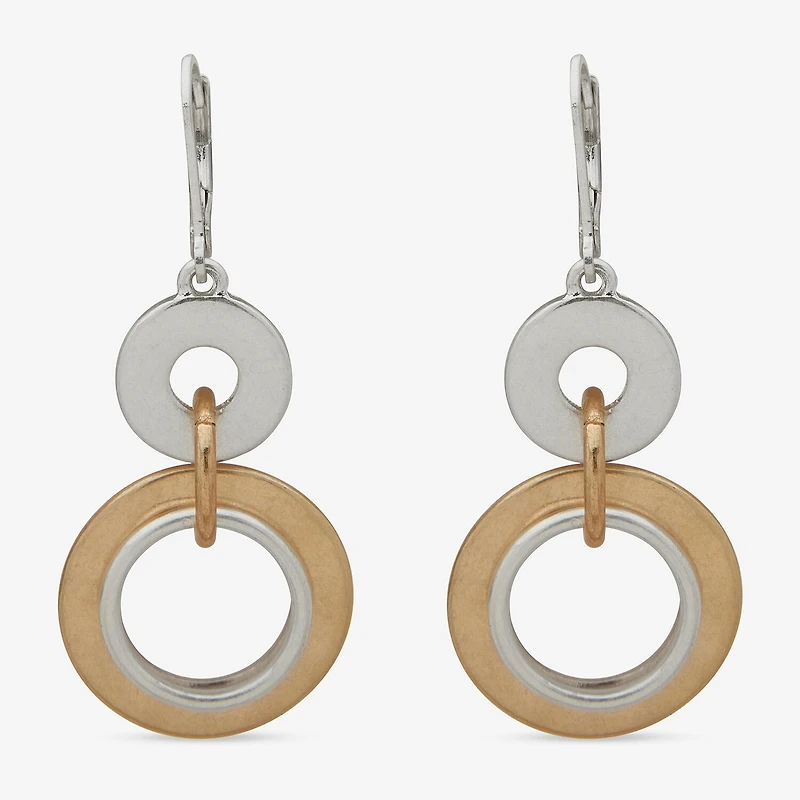 a.n.a Two Tone Hammered Womens Drop Earrings