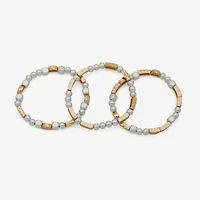a.n.a Two Tone Hammered Womens 3-pc. Bracelet Set