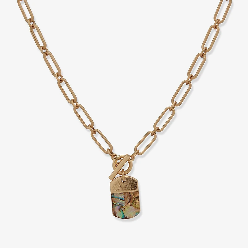 a.n.a Gold Tone Toggle Womens Paperclip 16 Inch Pendant Necklace