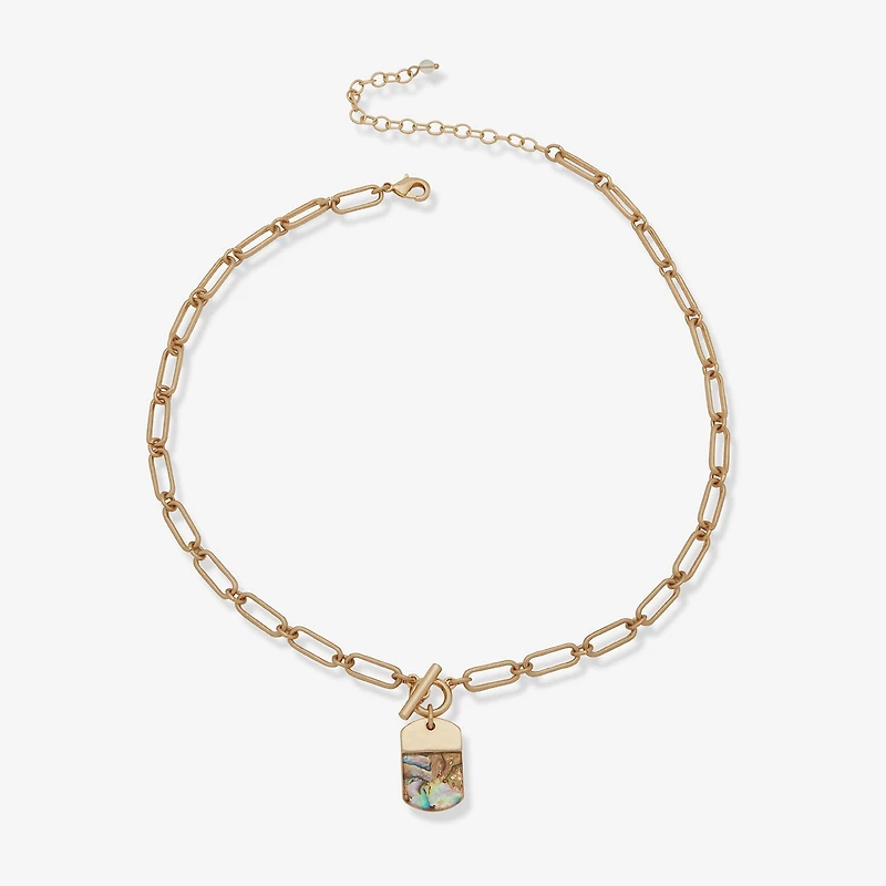 a.n.a Gold Tone Toggle Womens Paperclip 16 Inch Pendant Necklace