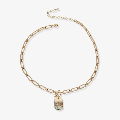 a.n.a Gold Tone Toggle Womens Paperclip 16 Inch Pendant Necklace