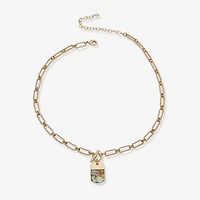 a.n.a Gold Tone Toggle Womens Paperclip 16 Inch Pendant Necklace