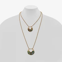 a.n.a Gold Tone Womens Inch Pendant Necklace