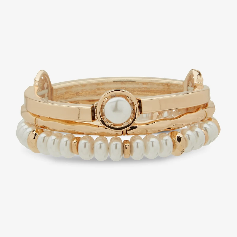 Worthington Gold Tone Womens 3-pc. White Bracelet Set