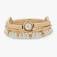 Worthington Gold Tone Womens 3-pc. White Bracelet Set
