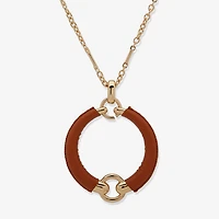 Worthington Gold Tone Cognac Leather Womens 34 Inch Pendant Necklace