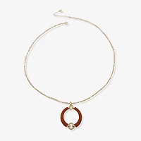 Worthington Gold Tone Cognac Leather Womens 34 Inch Pendant Necklace